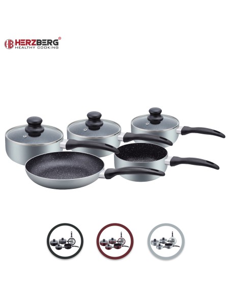 Herzberg HG-5003SL  Batterie de cuisine en marbre 8 pièces Argent