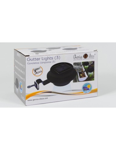 Genius Ideas Lumière solaire pour gouttière Ensemble de 3