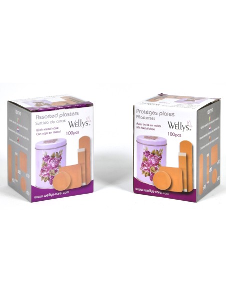 Wellys 100 Pièces de pansement pour plaie dans une boîte en métal