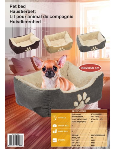 Pet Comfort Lit pour animaux avec coussin animal 47x37x17cm