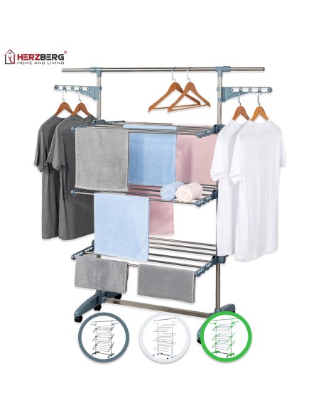 Herzberg HG-5015 Séchoir à linge pliable multifonction? Blanc