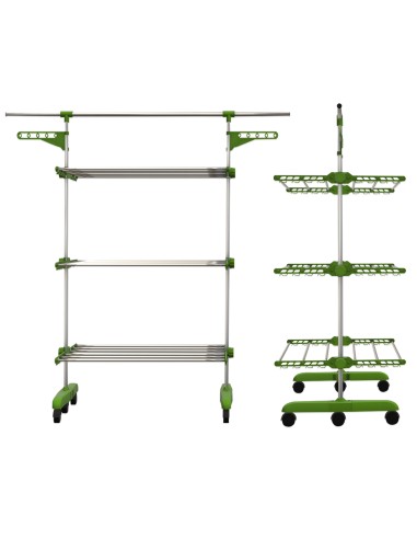 Herzberg HG-5015 Séchoir à linge pliable multifonction? Vert