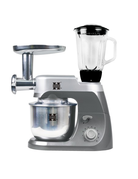 Herzberg HG-5029 Batteur Sur Socle 3 En 1 De 800 W Avec Action De Battement Planétaire Gris