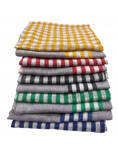 Cenocco CC-9069 10 Ensemble D'essuie-tout en Coton à Rayures et à Carreaux Vintage Gris