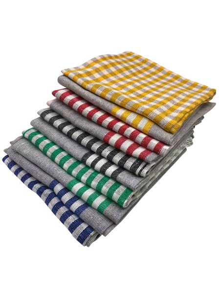 Cenocco CC-9069 10 Ensemble D'essuie-tout en Coton à Rayures et à Carreaux Vintage Gris