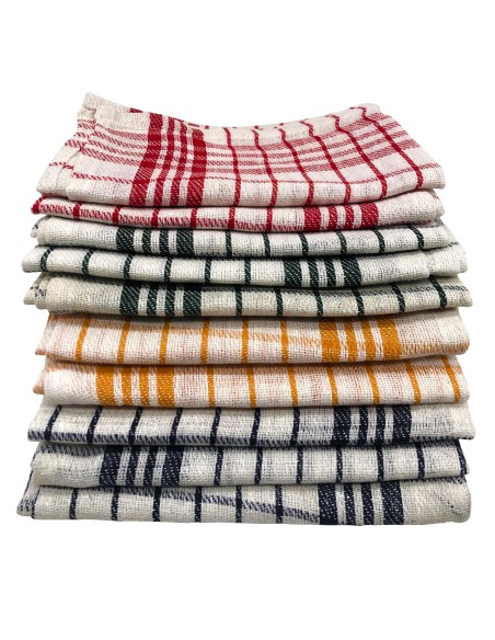 Cenocco 10 Serviette de Cuisine en Coton à Armure Fine et à Carreaux Vintage