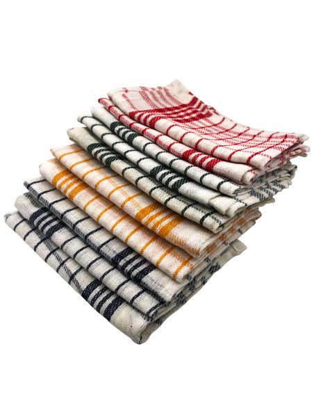 Cenocco 10 Serviette de Cuisine en Coton à Armure Fine et à Carreaux Vintage