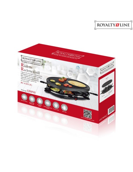 Royalty Line 2 in 1 Elektrogrill mit 8 Stück Raclette