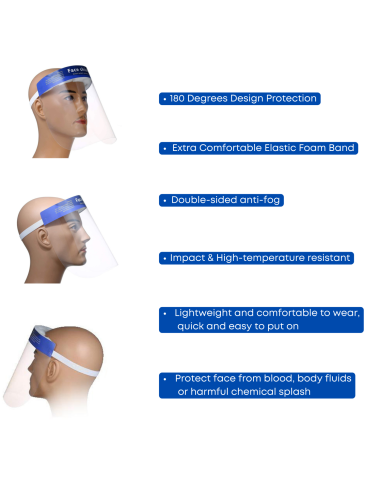 Face Shield Jeu de 6 écrans de protection faciale