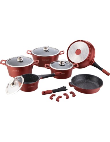 Royalty Line RL-ES1014M Batterie de cuisine en revêtement de marbre 14 pcs Argent