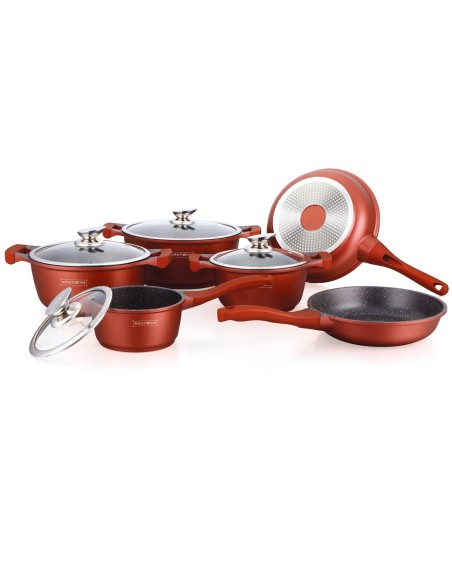 Royalty Line Pot de 10 pièces avec revêtement en céramique Bordeaux