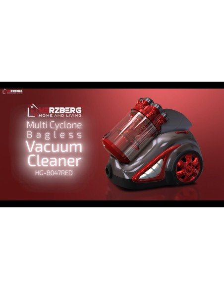Herzberg HG-8047RED Aspirateur Sans Sac Multi-Cyclone