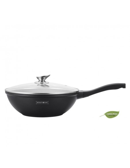 Royalty Line RL-BW30M Plaque de Cuisson au Wok avec Revêtement en Marbre 30 cm