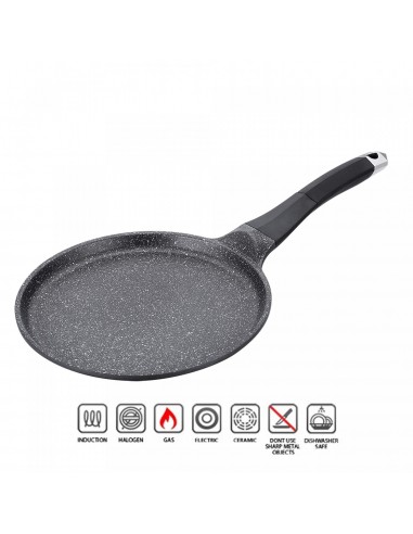 Royalty Line RL-CP26M Revêtement en Marbre Pour Poêle À Crêpes de 26cm Noire