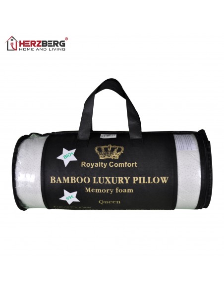 Royalty Comfort HG-5076BM Oreiller de Luxe en Bambou Avec Mousse à Mémoire de Forme Ergonomique Reine
