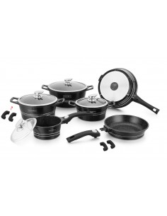 Royalty Line RL-ES2014M Batterie de cuisine en marbre 14 pièces Rouge/Noir 2