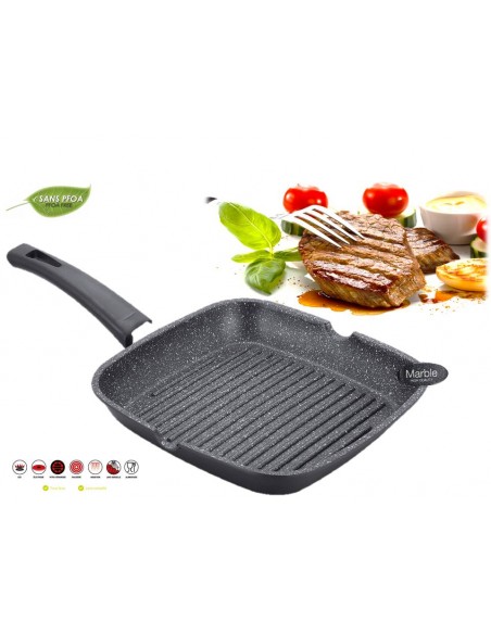 Royalty Line RL-AG24M Poêle à Griller en Marbre 24 cm