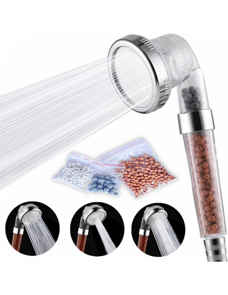 Herzberg HG-5032 Pomme de Douche Minéralisée à 3 Modes