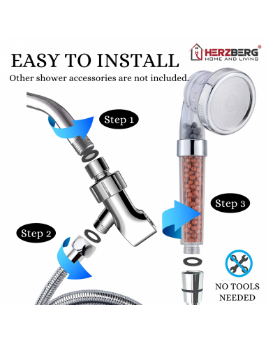 Herzberg HG-5032 Pomme de Douche Minéralisée à 3 Modes