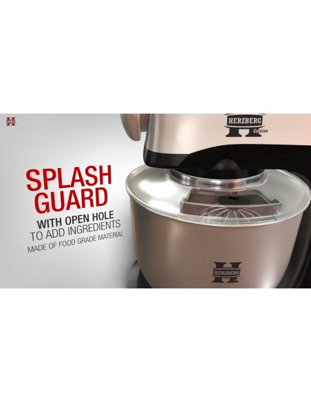 Herzberg HG-5029 Batteur Sur Socle 3 En 1 De 800 W Avec Action De Battement Planétaire Gris