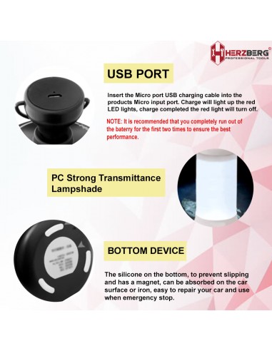 Herzberg HG-5049 Eclairage à LED Monté Sur Véhicule Noire