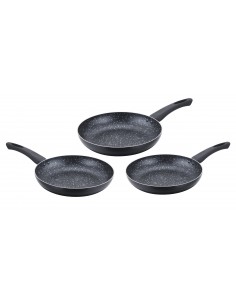 Cenocco Ensemble De 3 Poêles à Frire Avec Revêtement En Marbre Noire