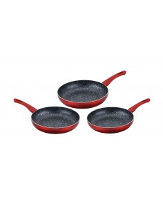 Cenocco Ensemble De 3 Poêles à Frire Avec Revêtement En Marbre Rouge