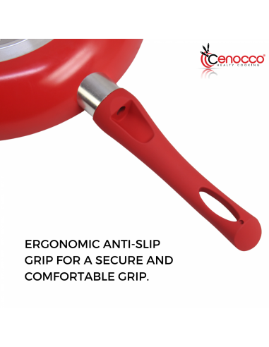 Cenocco Ensemble De 3 Poêles à Frire Avec Revêtement En Marbre Rouge