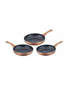Cenocco Ensemble De 3 Poêles à Frire Avec Revêtement En Marbre Cuivre