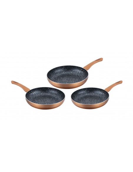 Cenocco Ensemble De 3 Poêles à Frire Avec Revêtement En Marbre Cuivre