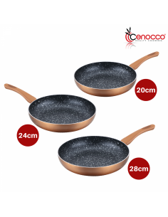 Cenocco Ensemble De 3 Poêles à Frire Avec Revêtement En Marbre Cuivre 2