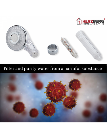 Herzberg HG-8023 Pommeau de Douche Personnel Boule de Minéralisation à Activation Antibactérienne