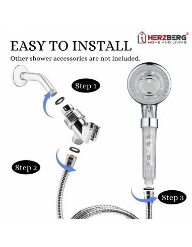 Herzberg HG-8023 Pommeau de Douche Personnel Boule de Minéralisation à Activation Antibactérienne