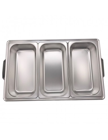 Herzberg HG-8022-3 Réchauffeur Professionnel 3 Pièces 1/3rd Pan Alimentaire