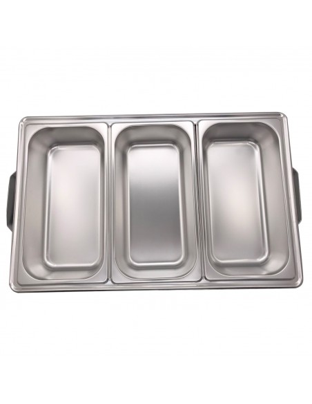 Herzberg HG-8022-3 Réchauffeur Professionnel 3 Pièces 1/3rd Pan Alimentaire
