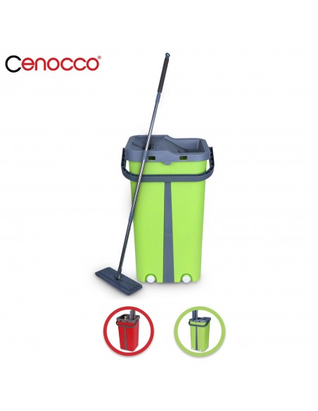 Cenocco CC-9077 Vadrouille Plate Avec Seau Vert