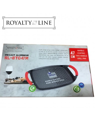 Royalty line RL-BTG47M? Poêle à Griller à Deux Poignées Revêtue de Marbre.