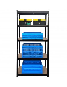 Herzberg HG-8027BLK Etagère de Rangement Enduite Noire 2
