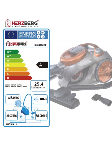 Herzberg HG-8046COP Aspirateur Sans Sac Multi-cyclone