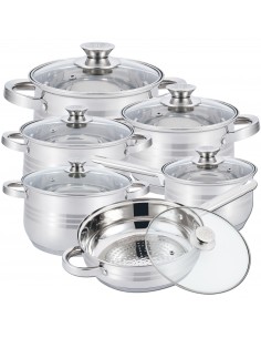 Herzberg Batterie de Cuisine 12 Pièces en Acier Inoxydable