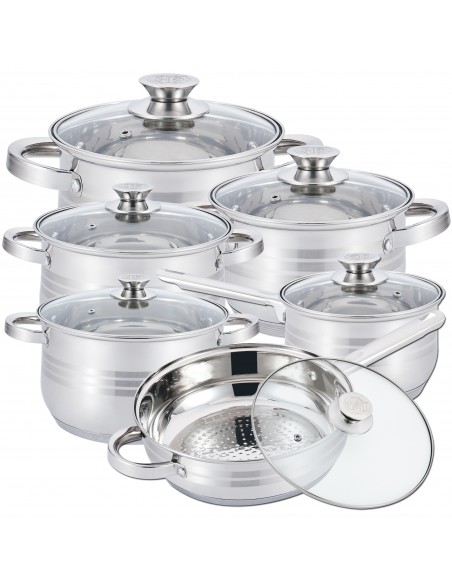 Herzberg Batterie de Cuisine 12 Pièces en Acier Inoxydable