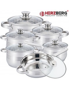 Herzberg Batterie de Cuisine 12 Pièces en Acier Inoxydable 2