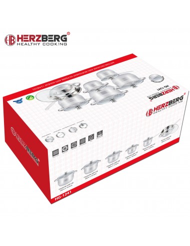 Herzberg Batterie de Cuisine 12 Pièces en Acier Inoxydable