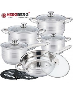 Herzberg Batterie de Cuisine 12 Pièces en Acier Inoxydable 2