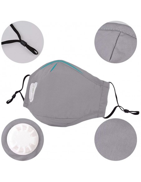 PM2.5M Masque en Coton Lavable Avec Filtres en Carbone 2 Noire