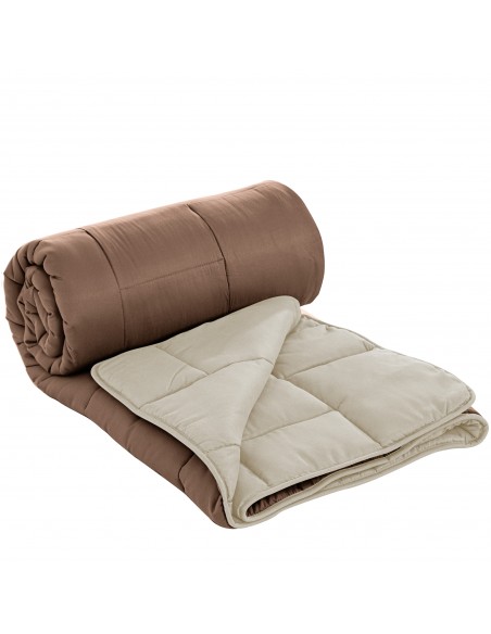 Herzberg HG-2020BCO Couette En Microfibre Bicolore 200x200cm Brun