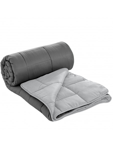 Herzberg HG-2020BCO Couette En Microfibre Bicolore 200x200cm Gris