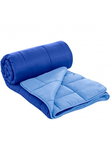 Herzberg HG-2020BCO Couette En Microfibre Bicolore 200x200cm Bleu