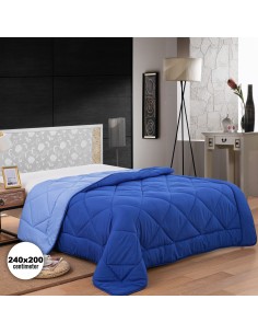 Herzberg HG-2420BCO Couette En Microfibre Bicolore 240x200cm Bleu