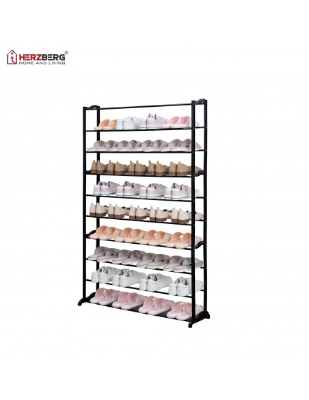 Herzberg HG-8077 Organisateur de Porte-Chaussures à 9 Niveaux Noire